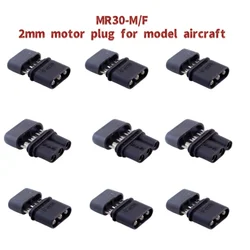 wholesale 1/5pcs Amass MR30-M/F Copper nickel plated black 3-core 2mm airplane motor electrical adjustable plug socket