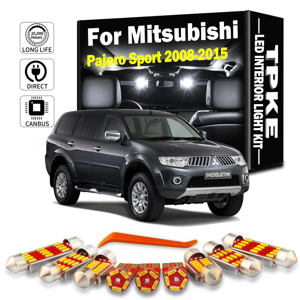 Tpke 17 pçs carro led interior cúpula mapa porta bagagem kit de luz para mitsubishi pajero montero esporte mk2 2008 - 2012 2013 2014 2015