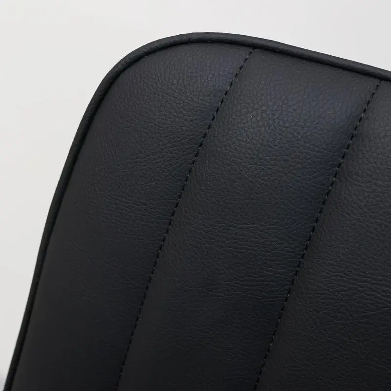 مجموعة من 4 كراسي طعام بدون ذراع من جلد البولي يوريثان الأسود مع أرجل معدنية ونمط مموج للمطبخ والمطاعم وغرفة المعيشة وغيرها #6