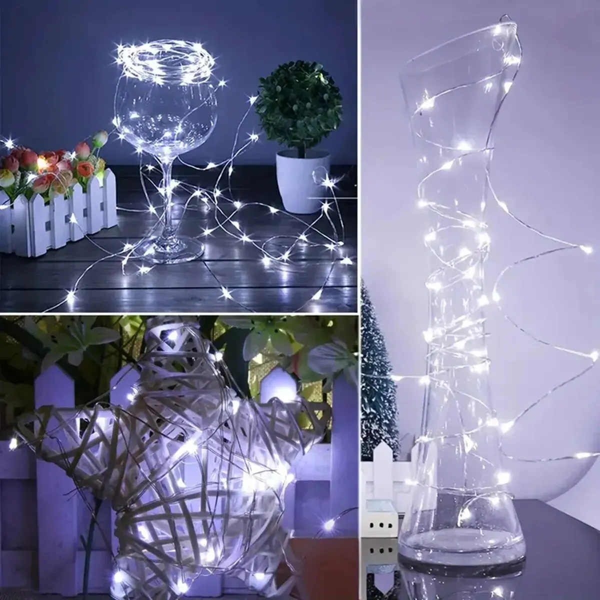 Tira de luces LED para decoración de Navidad, tira de luces de colores pequeños con batería, para exteriores, habitación, Festival, 10 piezas