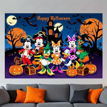 萬聖節派對迪士尼米老鼠恐怖之夜南瓜背景裝飾兒童生日嬰兒派對攝影背景 10 最佳銷售 萬聖節米奇 - №6