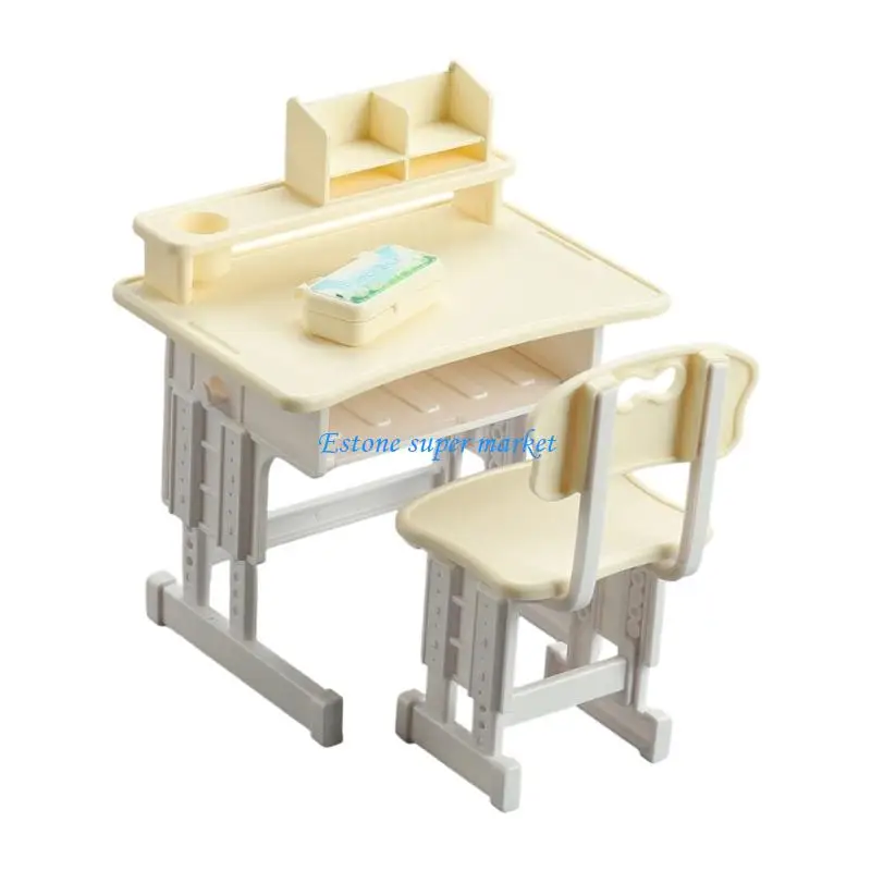 090B Children Learning Desk Chair Model Figure Set Educational Toy For Roleplay Game