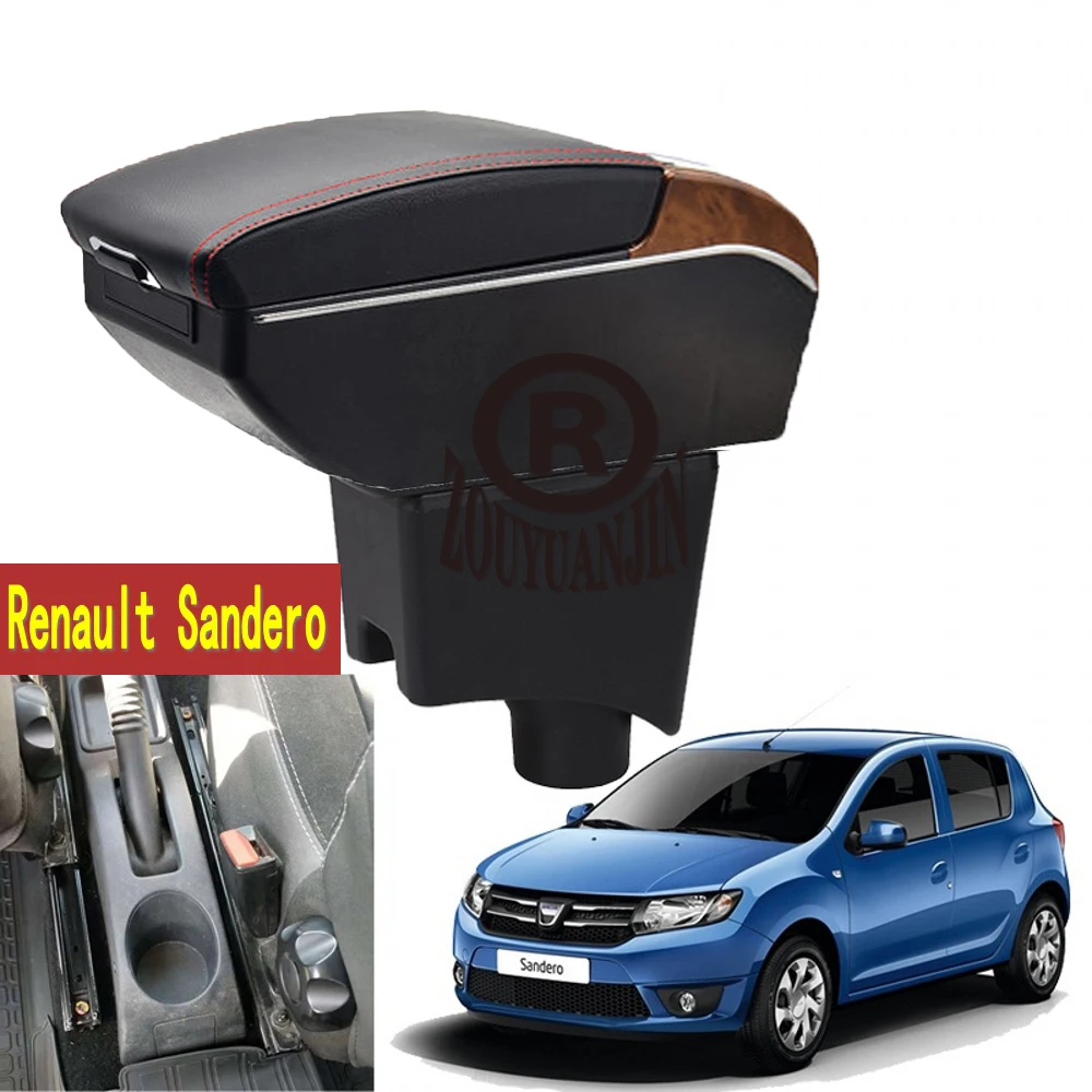 

For Renault Sandero Stepway Armrest Box Interior Parts Car Center Console Arm Storage Elbow Rest with USB