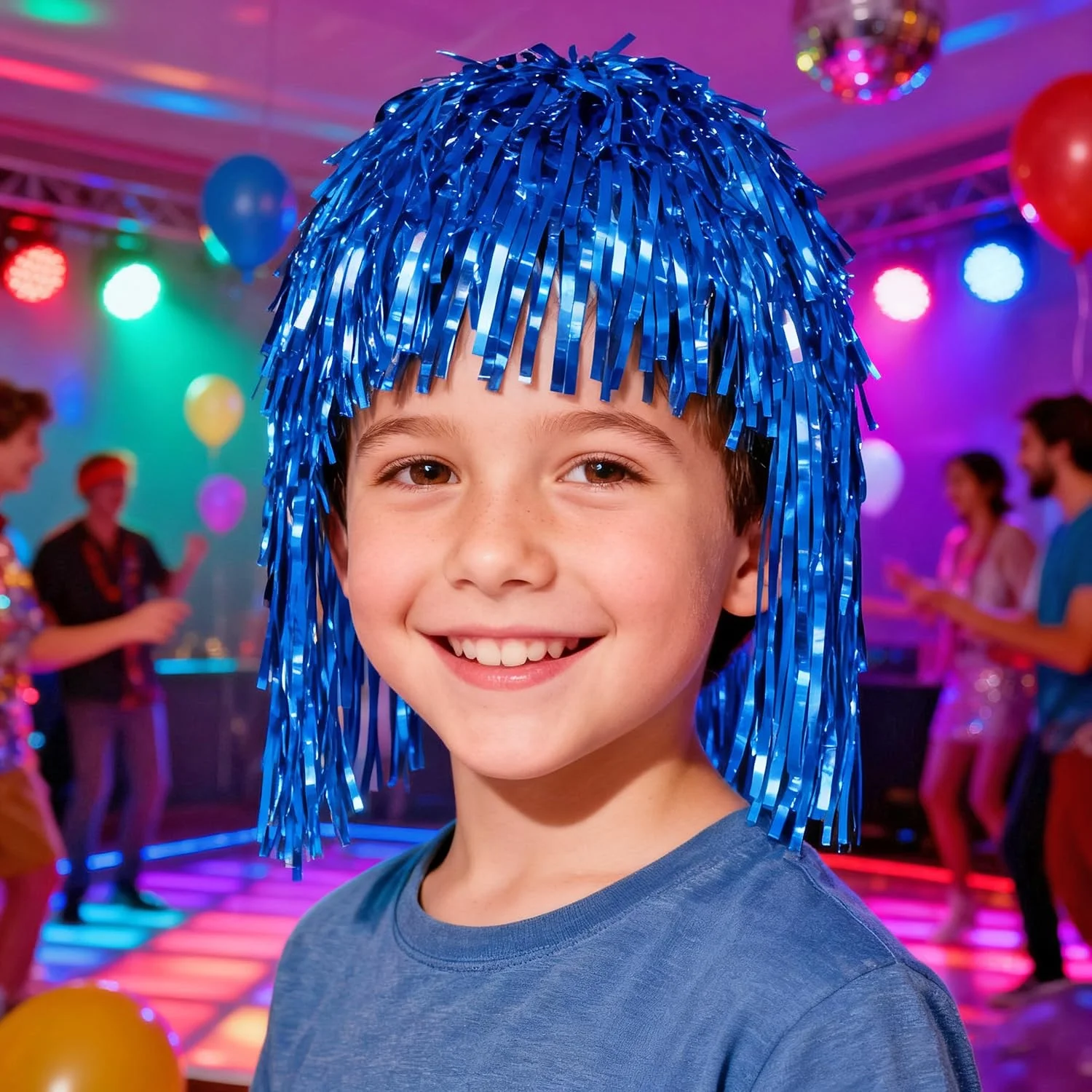 1/6 Stück Bunte Folien-Glitzerperücken Metallische Disco-Haarteile für 80er-Jahre-Cosplay Halloween Karneval Party Foto-Requisiten Kopfbedeckung – Detail 17