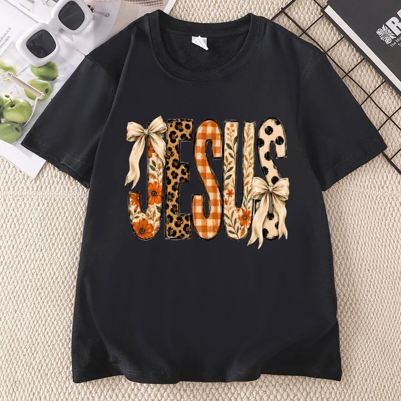 Jesus Fall Halloween T Shirts Trendy Autumn T-Shirt Casaul Round Neck Christian Faith Polka Dot Jesus Tshirts Men Women Round