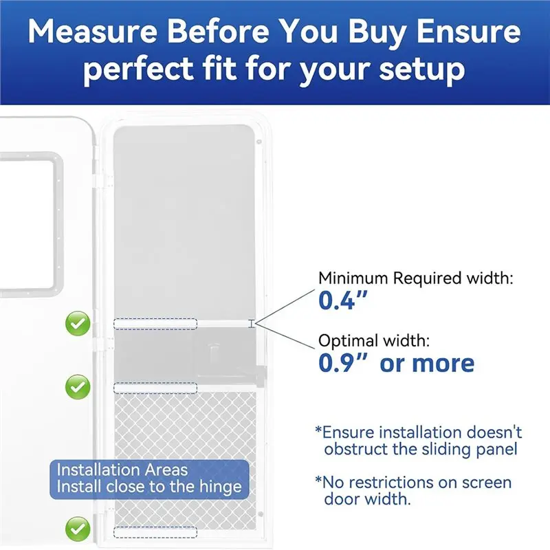 A48P-RV Screen Door Closer Auto Closing Device With Built-In Spring Aluminum Body Adjustable Tension,Works With Most RV