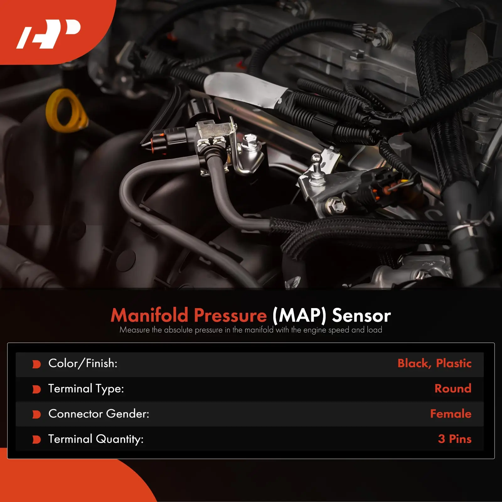 A-Premium Manifold Absolute Pressure Sensor for Honda CR-V 1997-2001 Civic 1992-2000 Accord 1994-2002 Odyssey 1995-1999 Acura TL