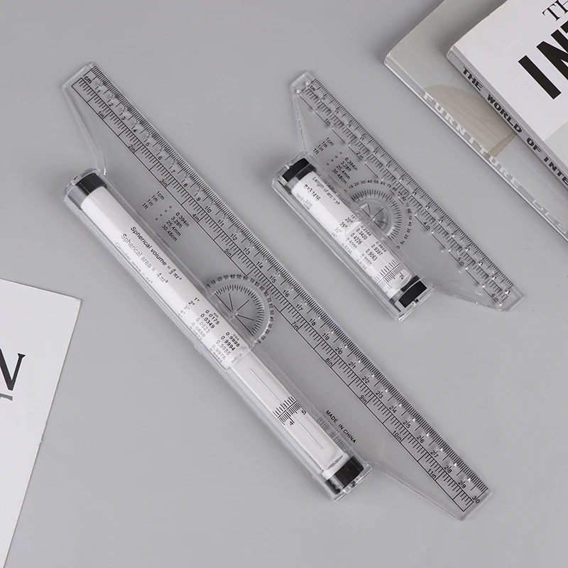 Angles Line Ruler 15cm 30cm Multi-Function Drawing Tool Metric Rolling Ruler Clear Parallel Rolling Ruler