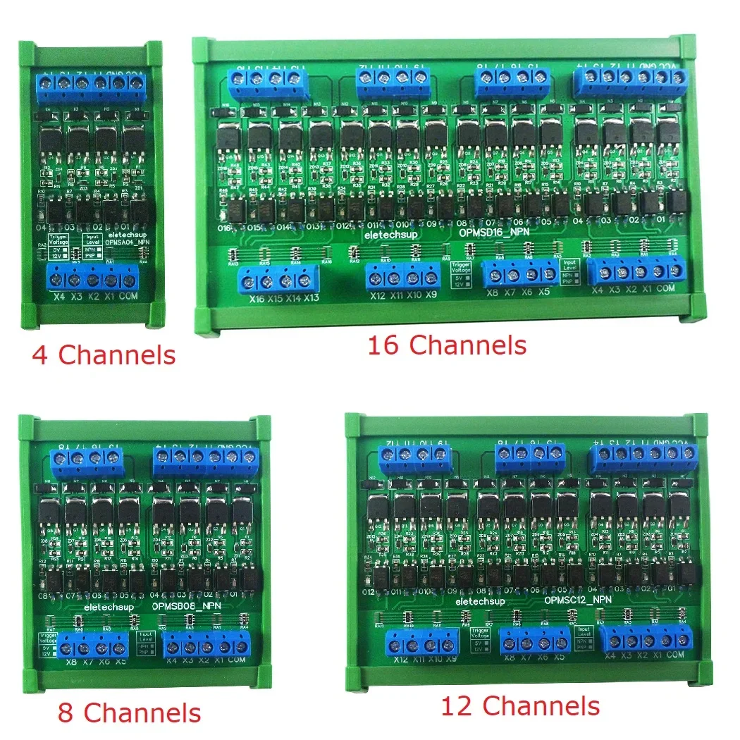 4-16CH 3.3V 5V 12V 24V PNP-NPN Digital Logic Converter 5A MOS Solid State Relay PLC Signal Amplifier Board for Motor Relay