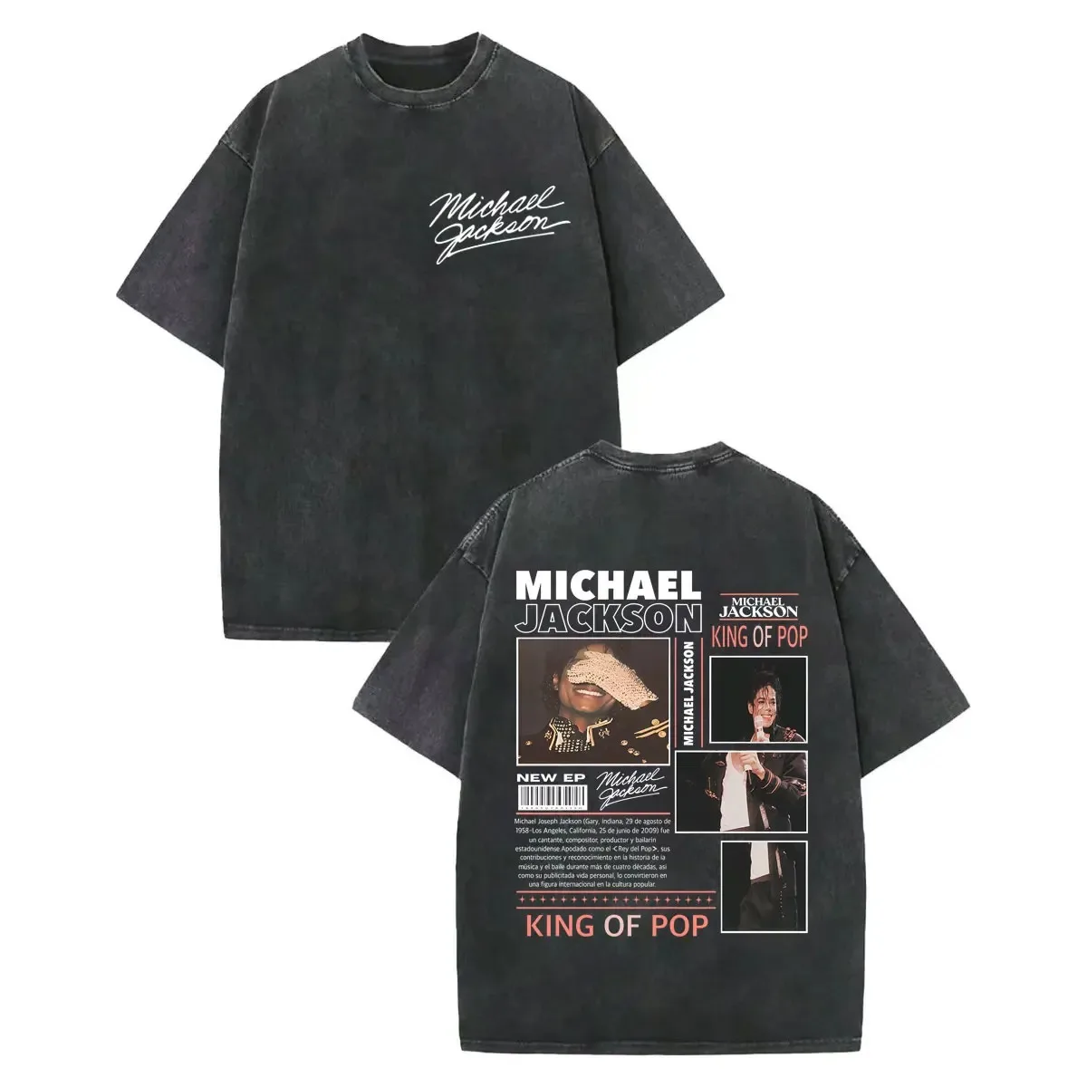 

Washed Vintage Tribute To Michael Jackson Graphic Print T-shirts Men Women Retro Gothic Rock Tees Harajuku Street Oversized Tops