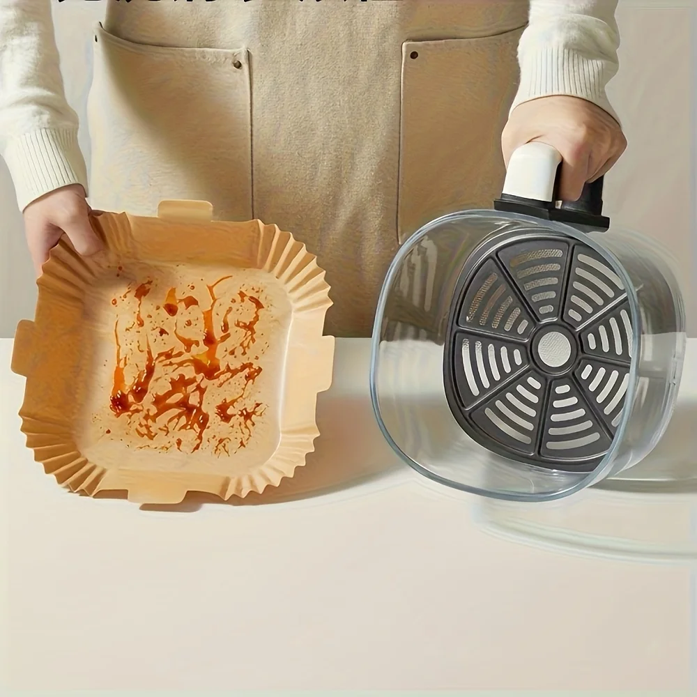 50/100 قطعة مقلاة هوائية ورق للاستعمال مرة واحدة غير لاصق مقلاة هوائية أوراق الخبز مقلاة هوائية مستديرة بطانات ورقية ملحقات المطبخ الورقية