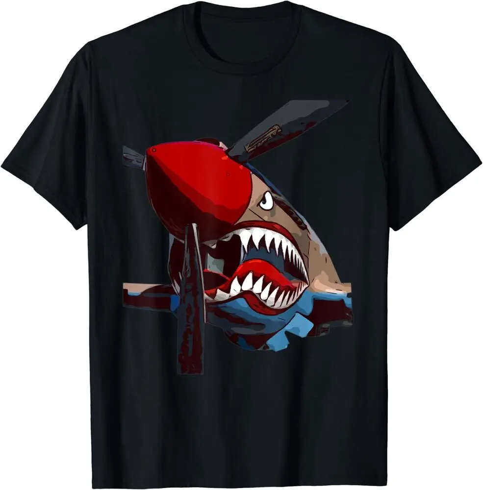 P-40 Warhawk Fighter Aircraft WWII Airplane T-Shirt 100% Cotton O-Neck Summer Short Sleeve Casual Mens T-shirt Size S-3XL