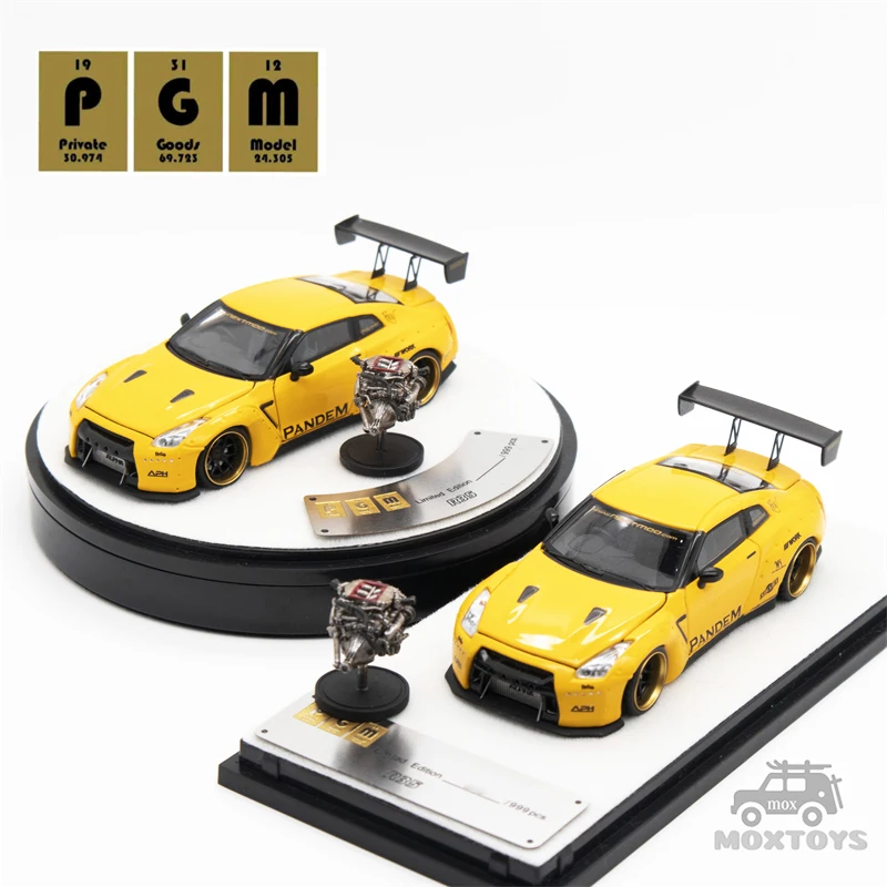 

PGM 1:64 Nissan GTR R35 Pandem Yellow Diecast- Full Open Model Car