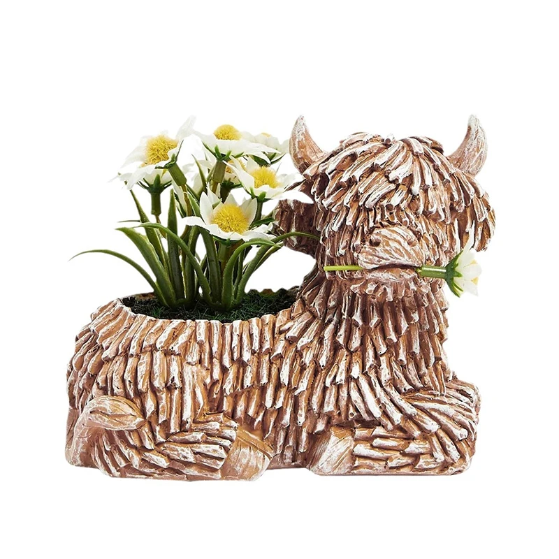 

New Highland Yak Flower Pot Resin Crafts Ornaments Home Decoration Indoor Flower Pot Creative Succulent Vase Ornaments