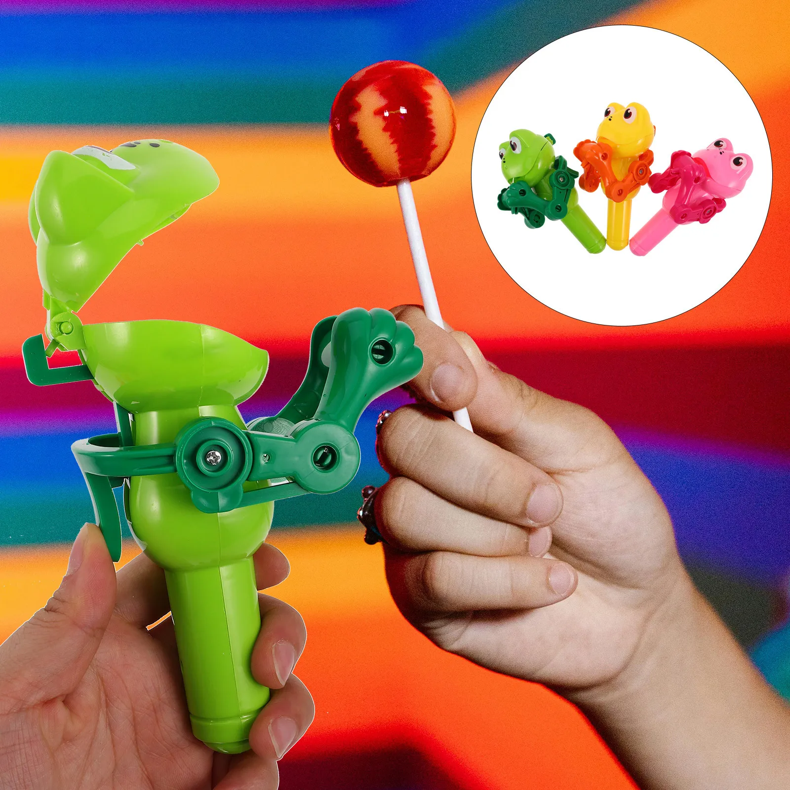 Distributeur de sucettes pour enfants, 3 pièces, Robot de vente de bonbons Style grenouille, support de friandises amusant, ventouse organisée, rangement cadeau