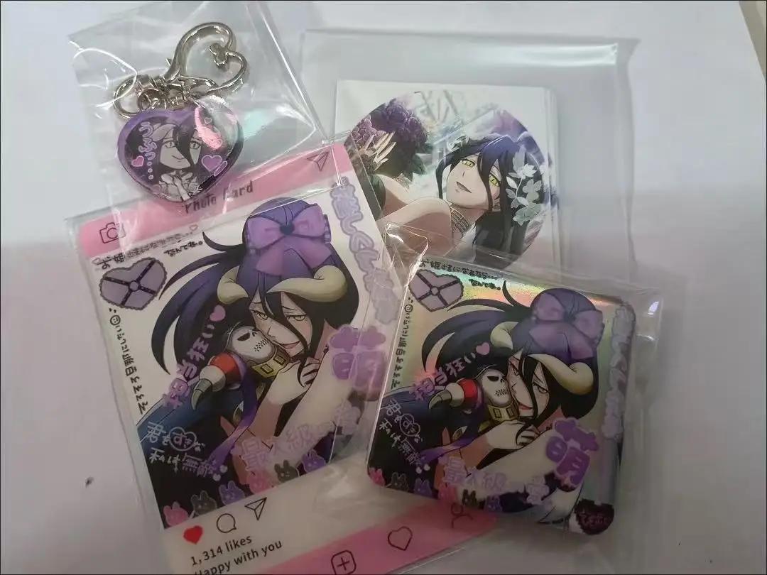 3 pz Overlord Anime Periferiche Albedo Figura Carta Acrilica Da Collezione Re-cerazione Ragazza Sexy Albedo A Forma di Cuore Acrilico Giocattoli Ragazzo