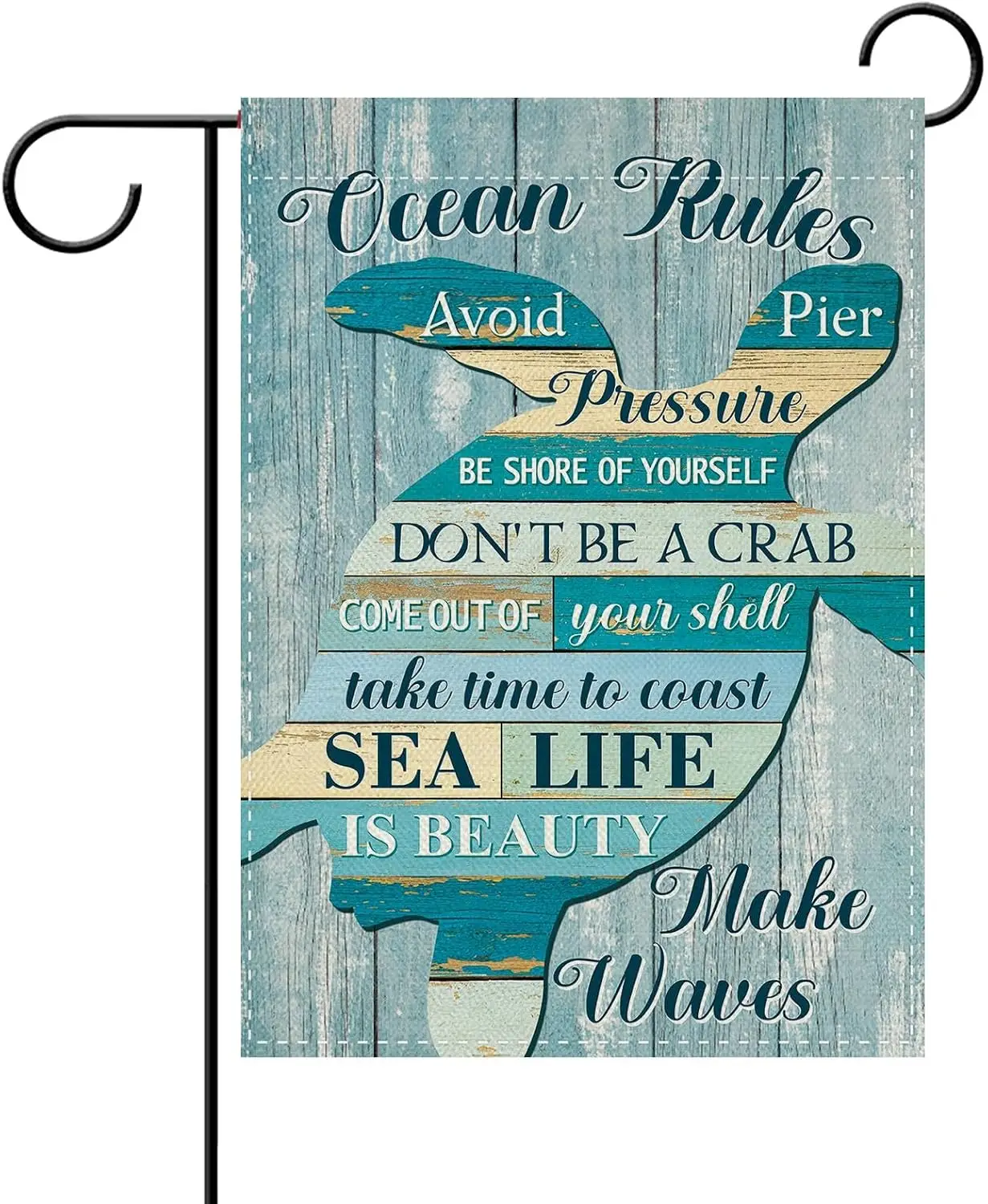 Sea Turtle Coastal Garden Flag 12x18 Inch, Ocean Rules Beach House Yard aaz