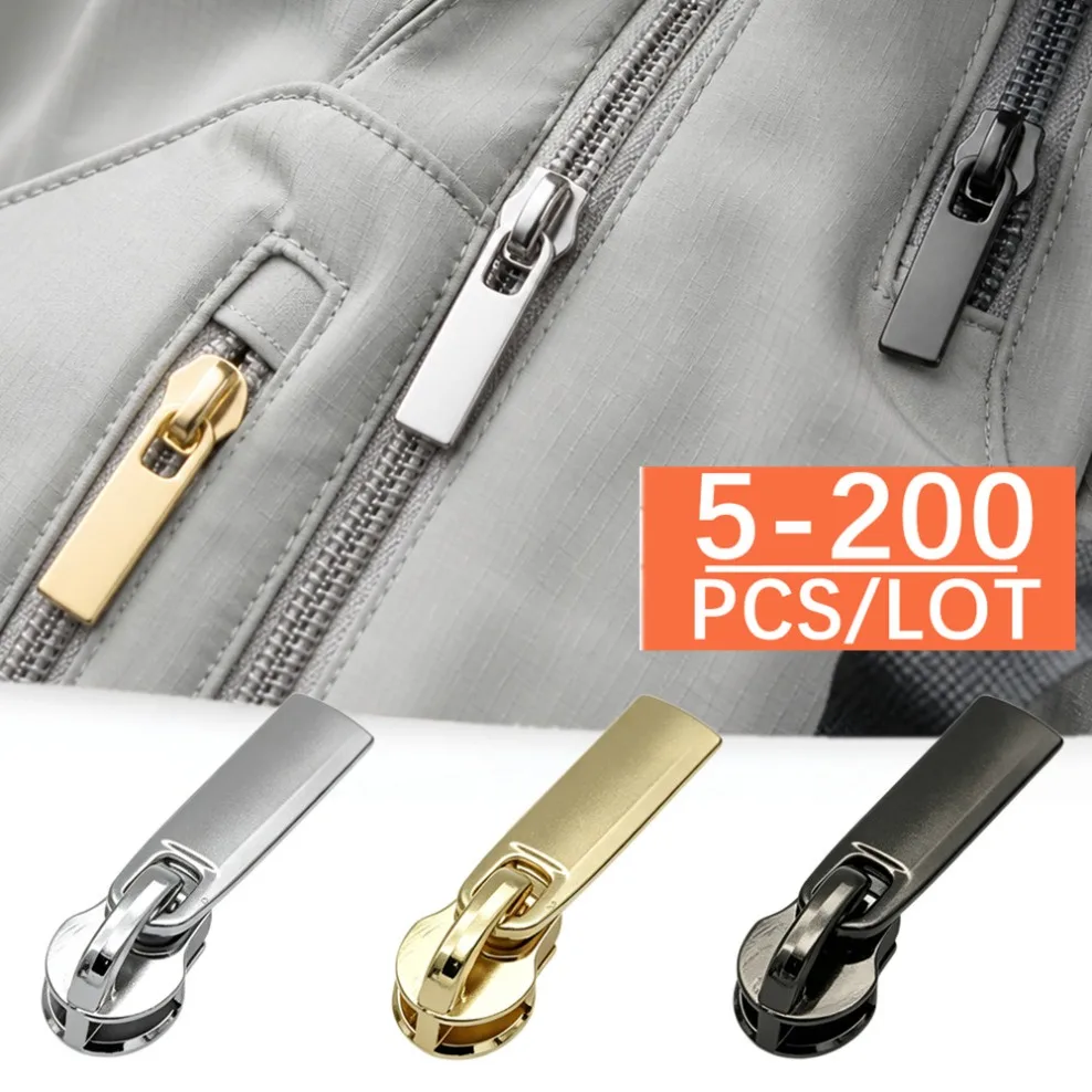 10/20/100/200Pcs No3/5 Zipper Slider for Nylon Zip Tapes Bags Clothes Closure Zippers Puller Head Repair Zips Accessories