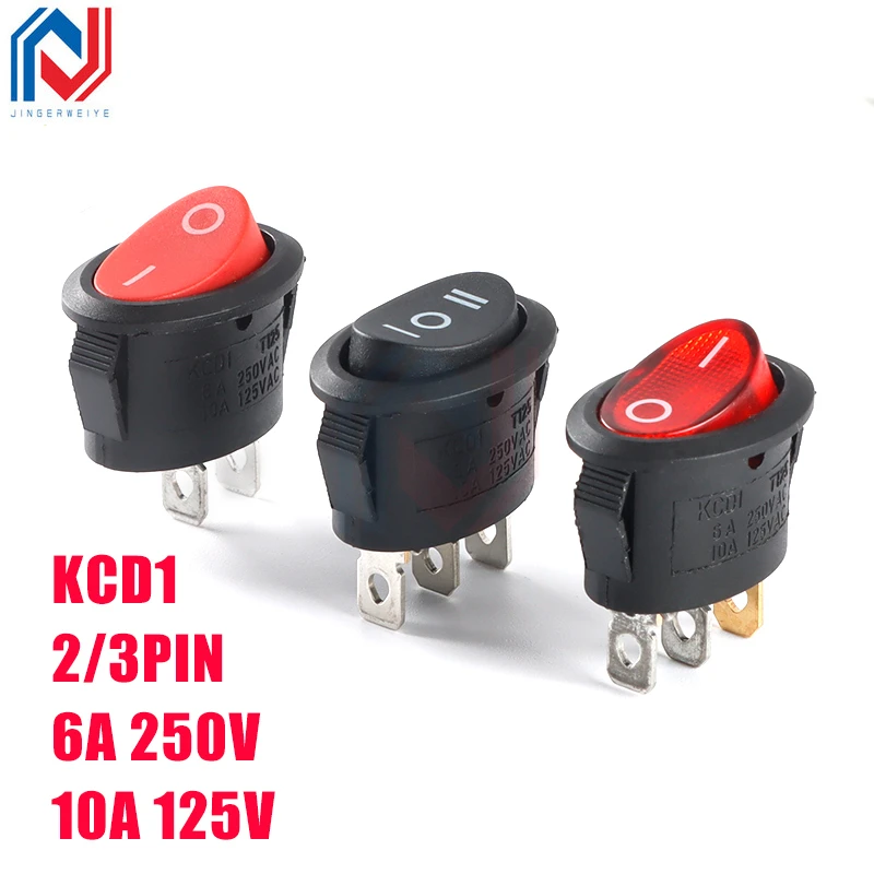 2PCS KCD1 Oval Rocker switch ON-OFF / ON-OFF-ON 2 Pins / 3 Pins Fan / Electric Kettle Switch Power Switch 6A 250VAC / 10A 125VAC