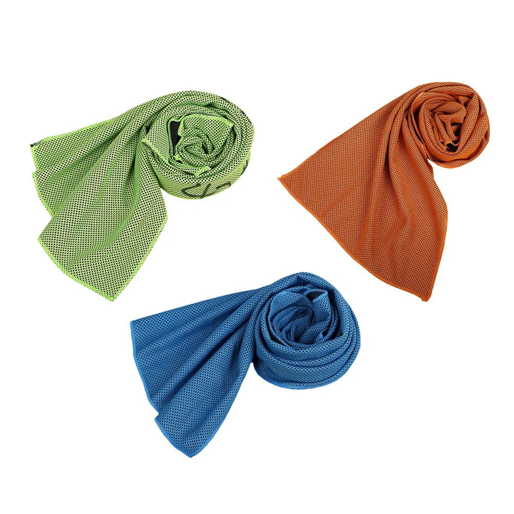 1Set Cool Sports Towel Cooling Exercise Sweat Absorption Towel Polyester 3 Colors Green for Gym Running