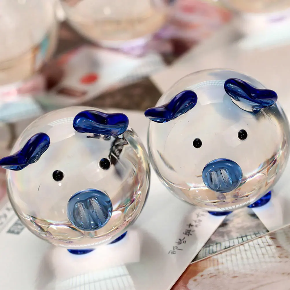 

1Pair Crystal Pig Decoration Creative Desktop Ornament Elegant Home Office Party Decor Unique Table Crystal Craft Gift