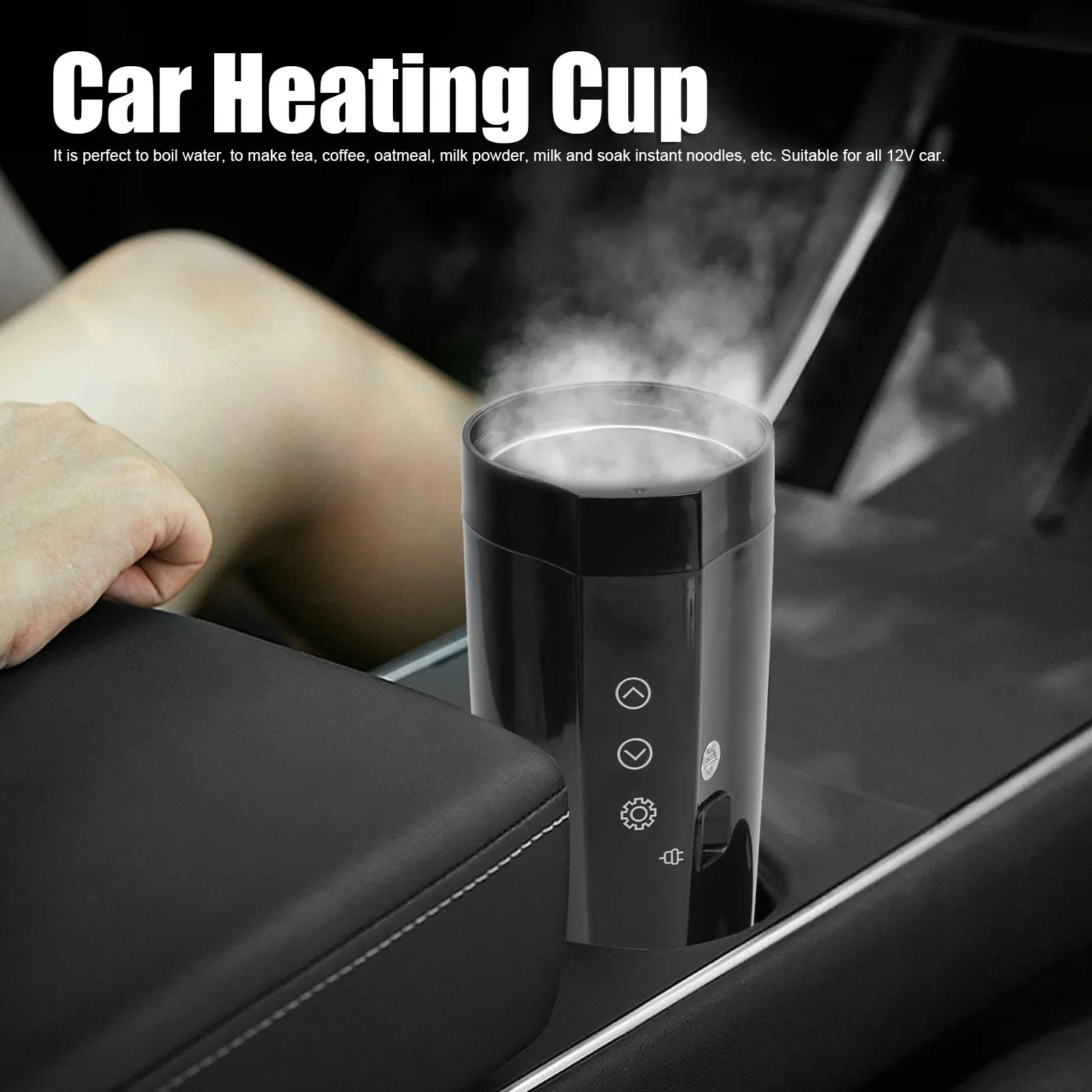 

400ml Car Heating Cup, 20℃-95℃ Car Electric Bottle Portable Travel Kettle Heating Cup for Car Cigarette Lighter 12V