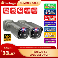Techage H.265 Ultra HD 4K POE Camera Outdoor 8MP IP Camera Face Detect Color Night Vision Two-way Audio for Surveillance System