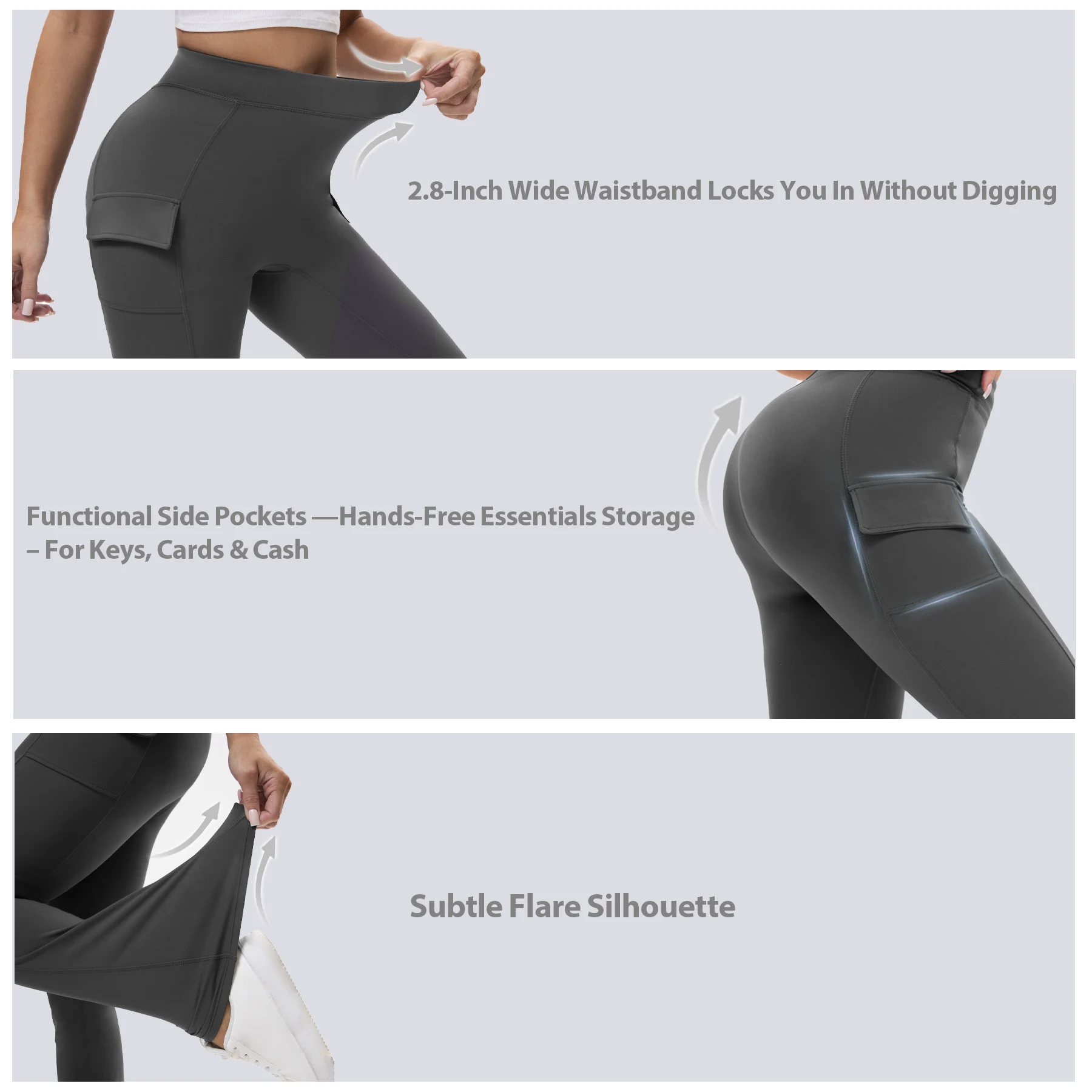 Side Pocket Flared Pants: High Waist Stretch Bootcut Trousers, Breathable Wide Leg Bottoms for Women - Daily Chic Comfort
