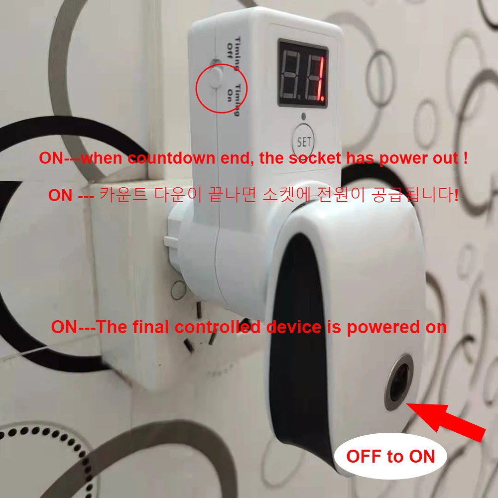 EU Plug Digital Countdown Timer Smart Control Plug-In Switch Socket Auto Power Off Electronic Device Intelligent Timing Tools