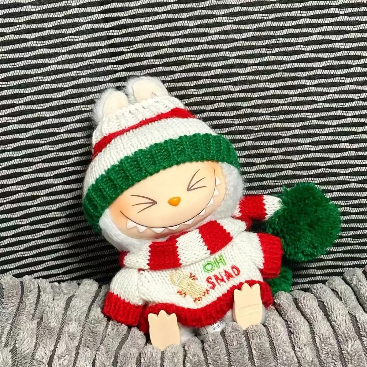 

Одежда для 15/17 см, одежда Labubu, рождественская шапка, шарф, комплект с изображением лося и снеговика, мини-плюшевый аксессуар для куклы, новогоднее платье, подарок