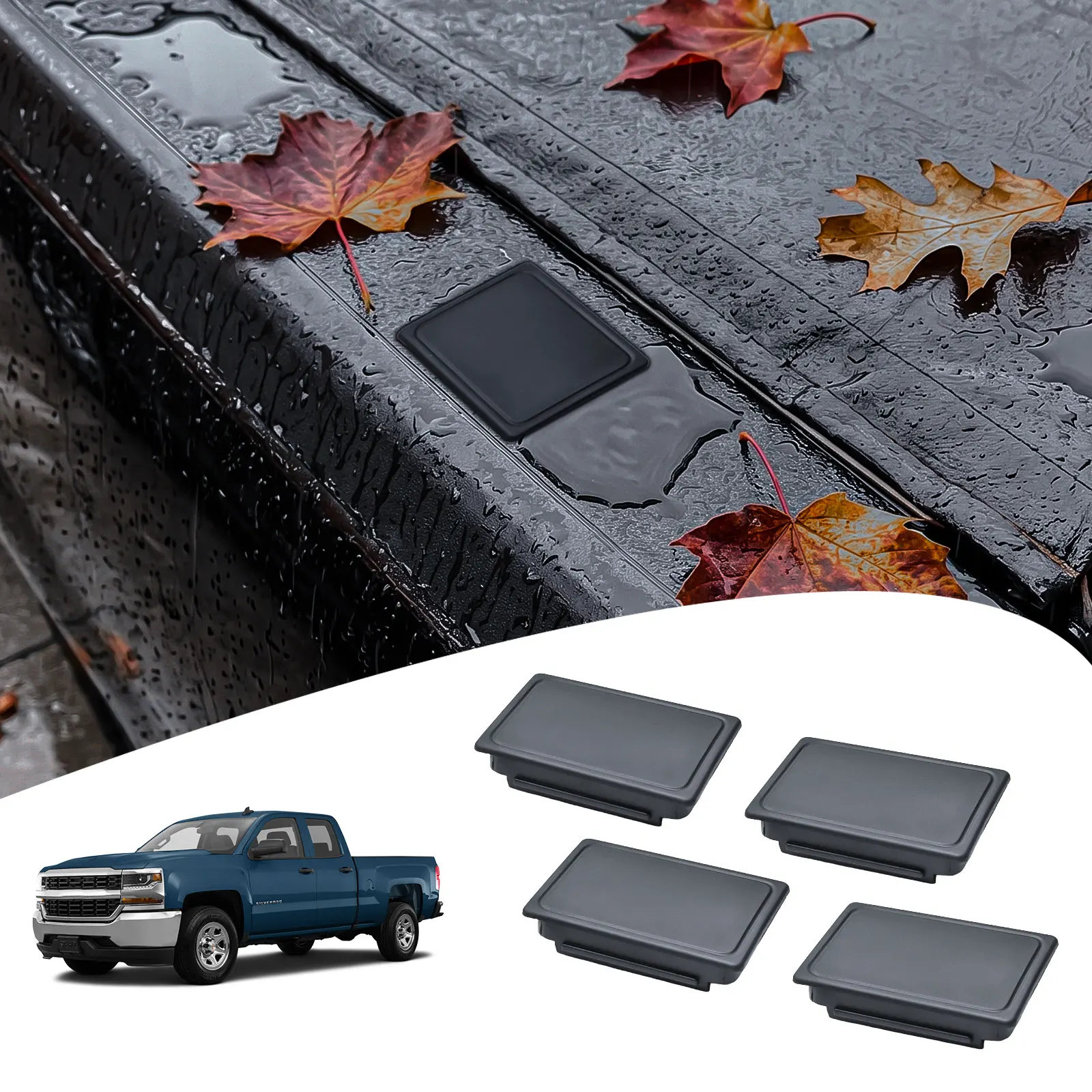 For 2000-2003 2005 2008-2013 Chevy Silverado Truck Bed Rail Stake Cover 4PCS Stake Pocket Rear Holes Truck Bed Rail Hole Plugs