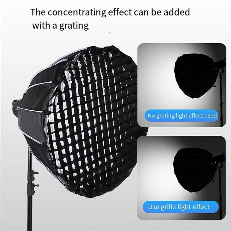 AB25-포토그래피 소프트박스 90cm 직경 퀵 릴리즈 딥 스로우 소프트박스 (그리드 메탈 보웬스 베이어닛 그릴 쉐이드 포함) 사용 간편