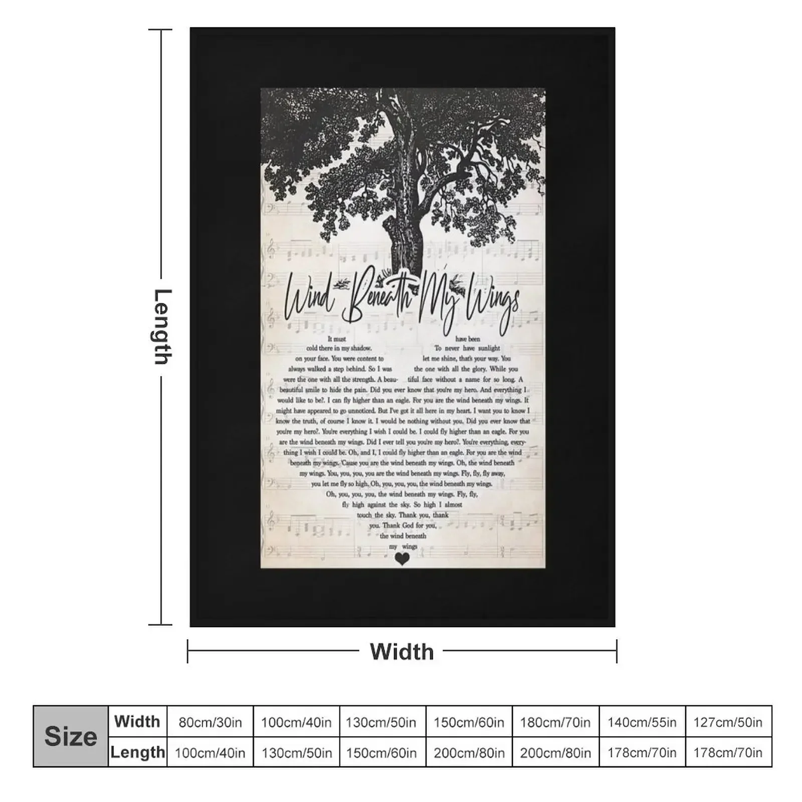 Bette Midler - Wind Beneath My Wings Lyrics Wall Art Gift Throw Blanket Bed linens Camping Furry anime Blankets