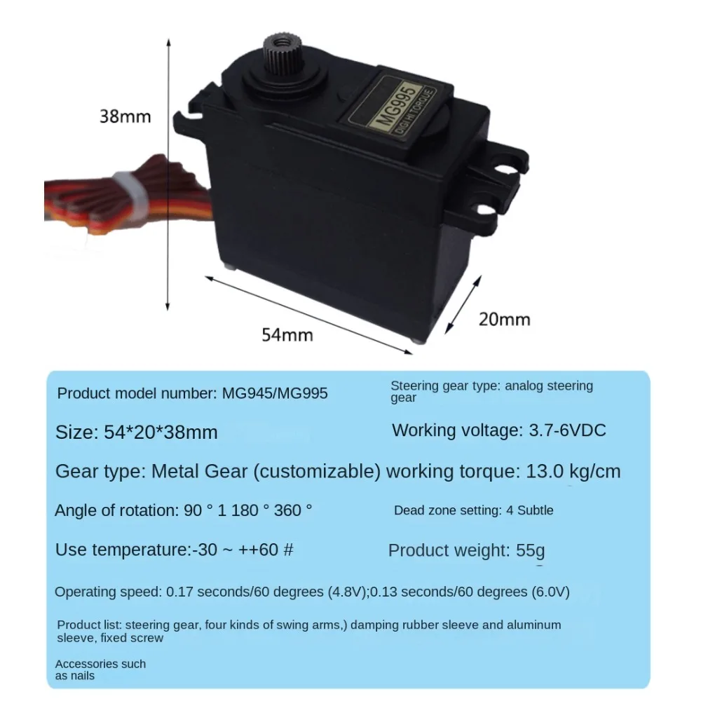MG945 MG946R Metal Gear Servo Motor 180 360 Degree SG92R RC Vehicle Servmotor High Speed Model Airplane Motors for RC Car Robot