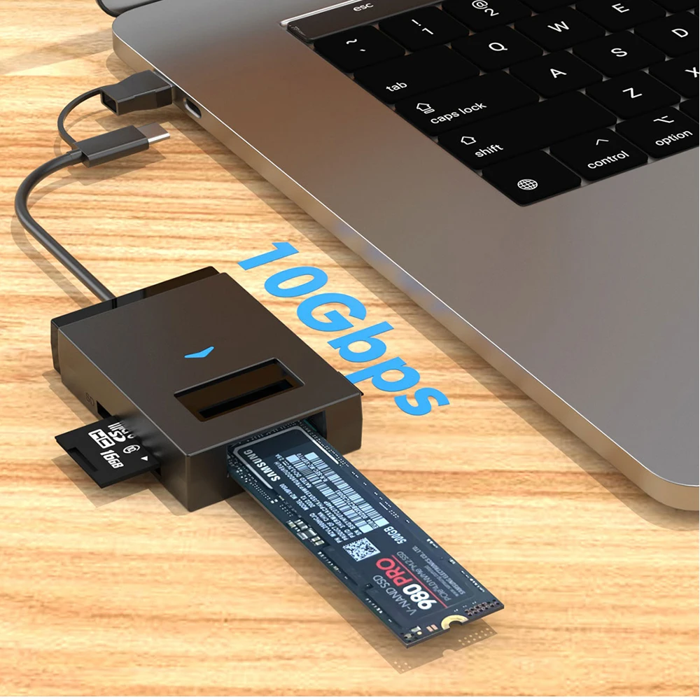 KEBIDU USB3.1 M.2 SSD External Enclosure 10Gbps Direct Insert Adapter NVME NGFF SATA Converter With SD TF Card Reader
