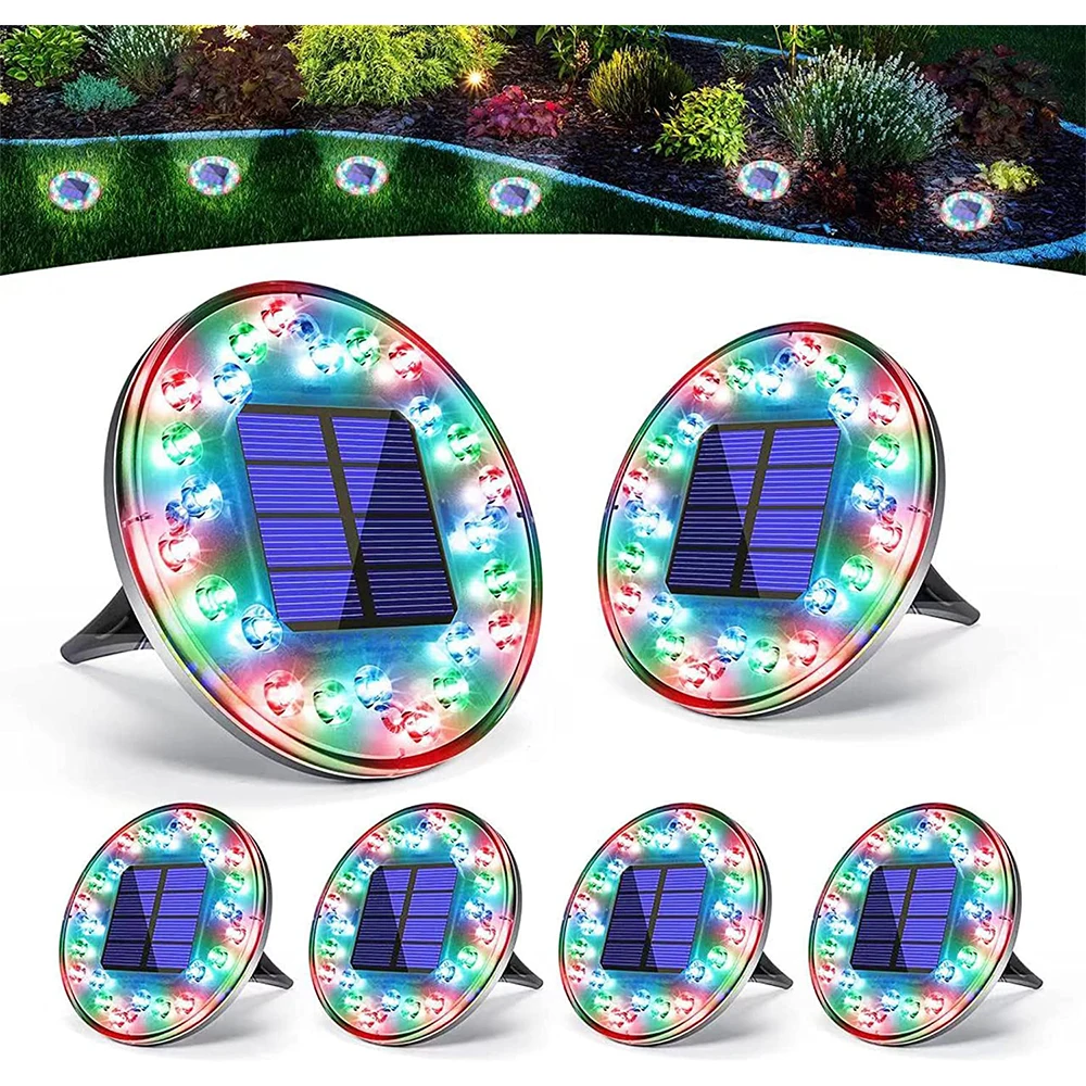 IP68 Waterproof 24 LED Outdoor Solar Power Ground Light Lighting Control Path Lights Yard Driveway Lawn Garden Decoration Lamp