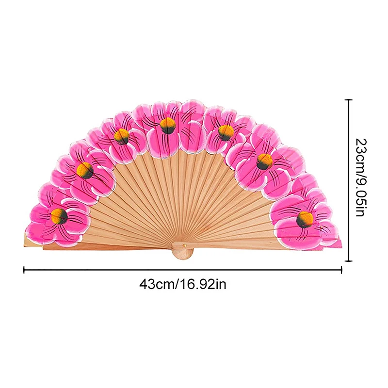 Classical Wooden Hand Fan Handmade Painted Flower Folding Fans Chinese Style Kung Fu Fan Craft Catwalks Dance Cosplay Props