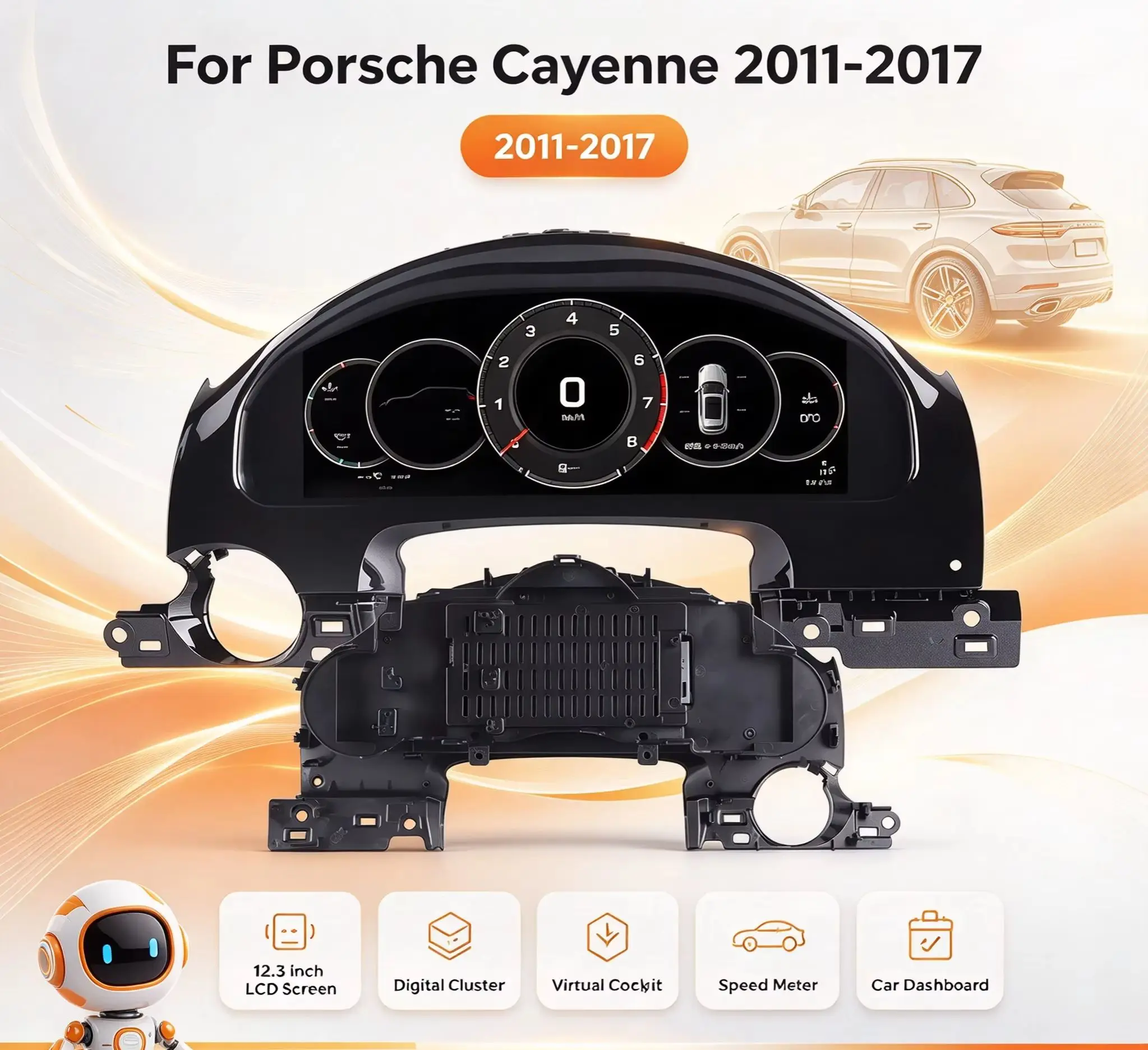 12.3 Inch Digital Cluster Odometer Screen For Porsche Cayenne 2011-2017 LCD Instrument Panel Virtual Cockpit Speed Meter Car
