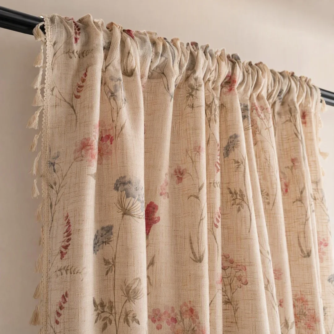 Small fresh floral curtains bedroom kitchen balcony partition curtain decorative curtain without punching