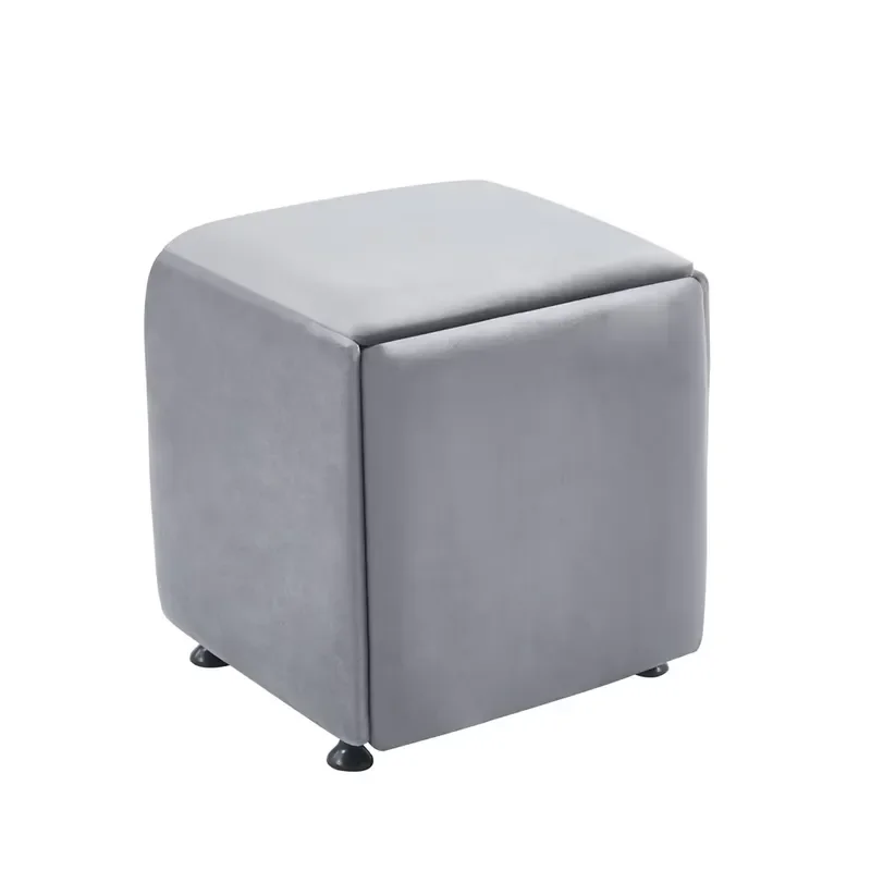 Velvet Foot Stool Set Multifunctional Dressing Stool Modern Living Room Soft Footstool and Cushion Stool Set