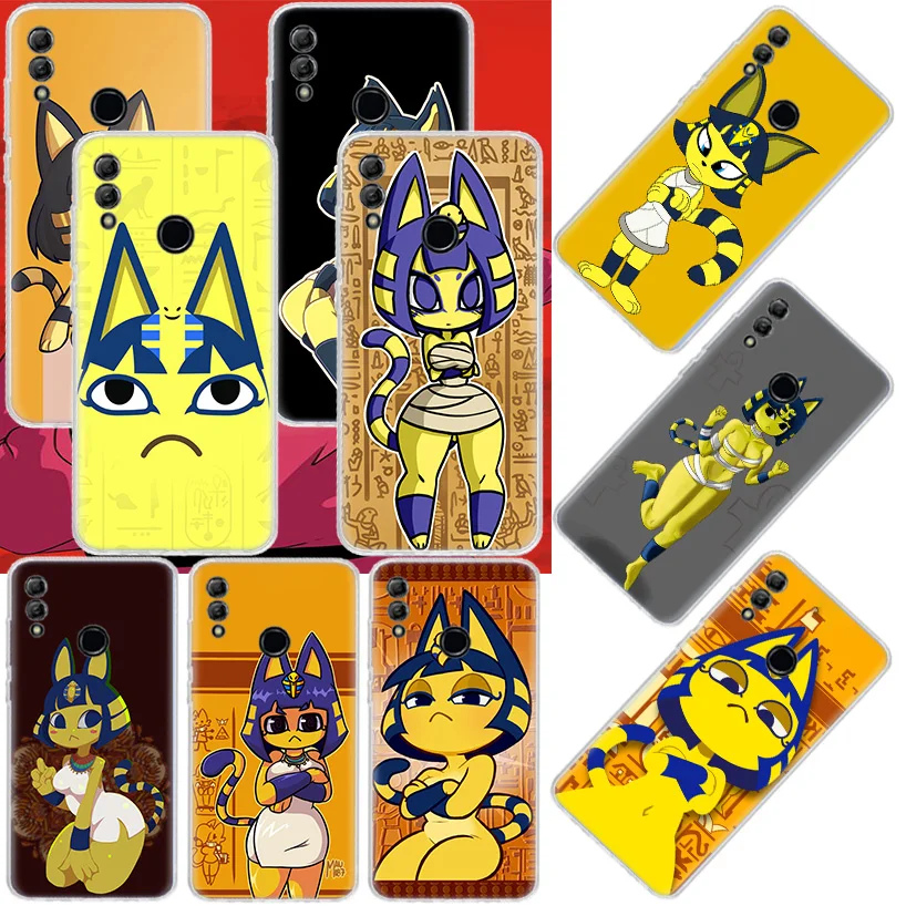 Cartoon Cut Ankha Egypt Cat Phone Case For Huawei Honor 50 20 Pro P Smart Z 2021 Y5 Y6 Y7 Y9 10i 9 Lite 9X 8A 8S 8X 7S 7X 7A Cov