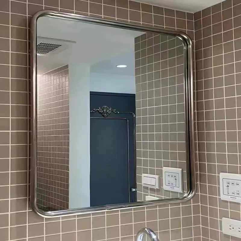 مرآة زينة من الفولاذ المقاوم للصدأ، مرآة مستديرة مثبتة على الحائط لتزيين غرفة النوم في العصور الوسطى