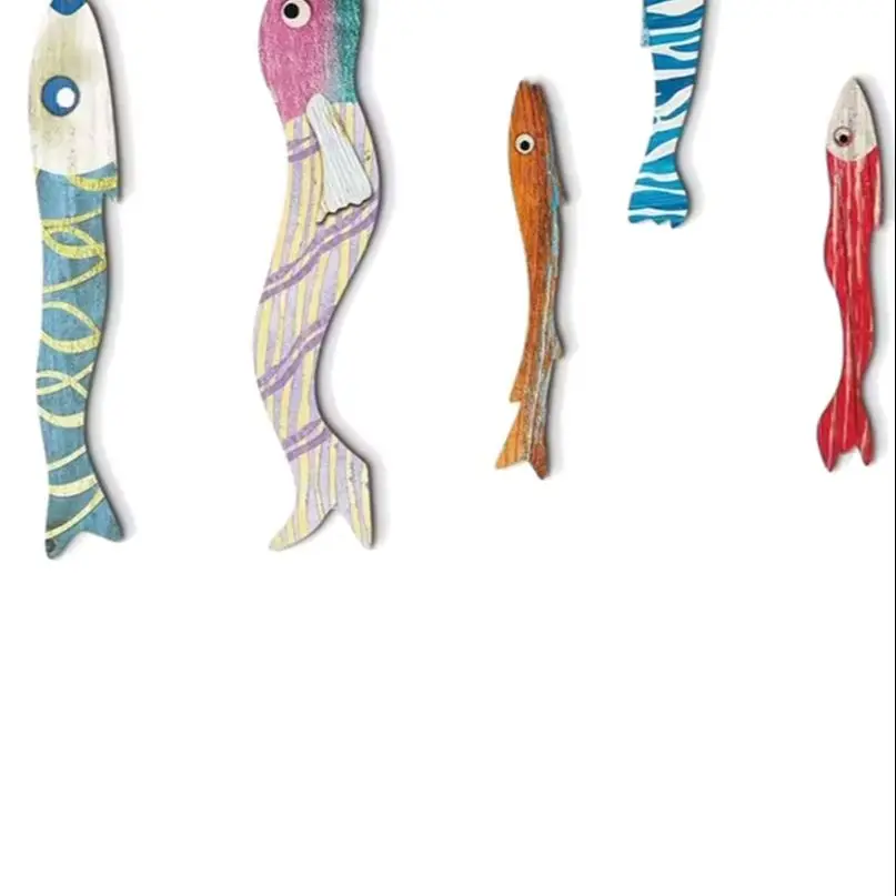 

Nautical Home Decor 10pcs Coastal Wooden Fish Wall Decor Set Handcrafted Nautical Art Cutouts Rustic Beach Lake House for Indoor