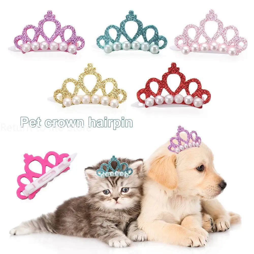 New Headdress Cat Grooming Pet Headwear Puppy Accessories Bow-tie Hairpin Hair Random Clip Crown Shape Dog Bowknot