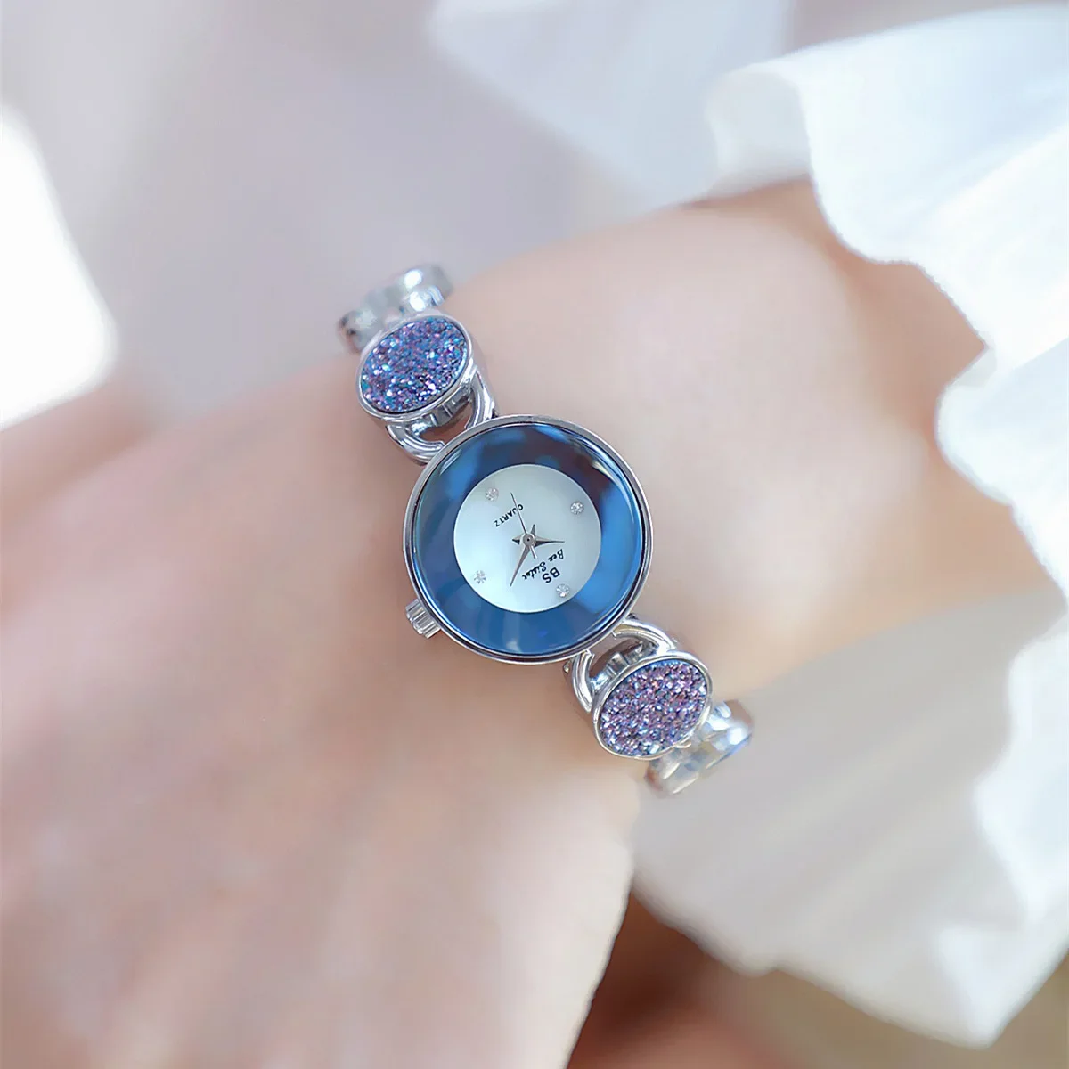 

Luxury Women Watches Ladies Bracelet Alloy Quartz Watch Casual Women‘s Sky Blue Wristwatch Clock Relogio Feminino