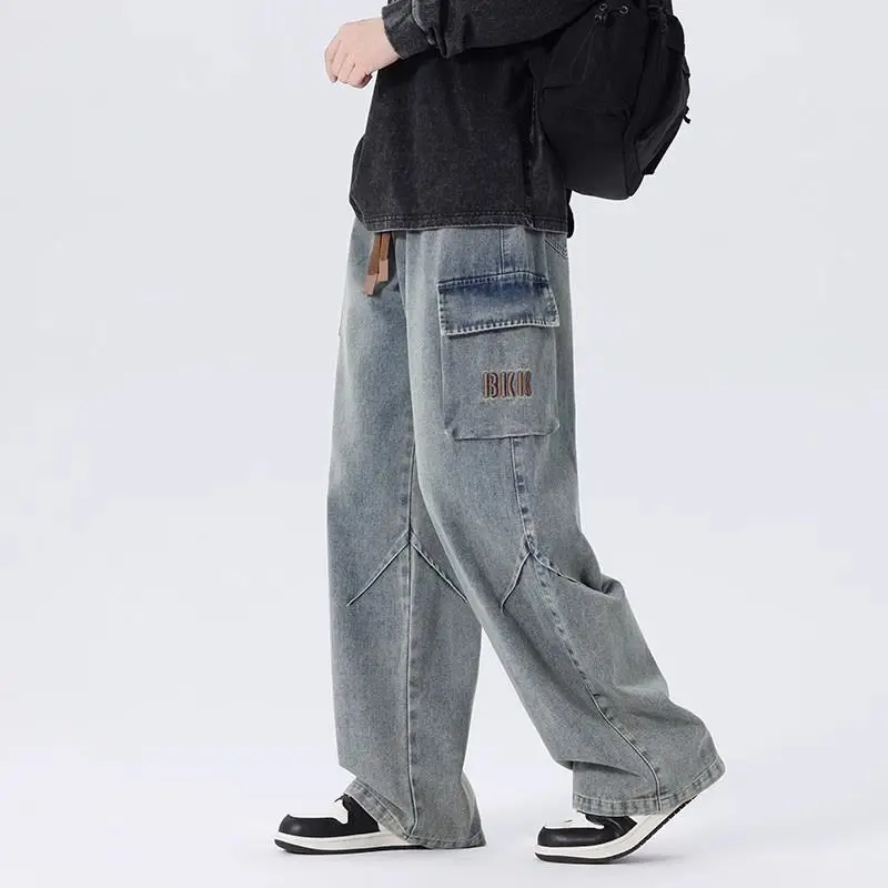 Mens 2026 Spring American Vintage Wide Leg Work Denim Pants High Street Loose Casual Long Trousers Male Trendy New view 4