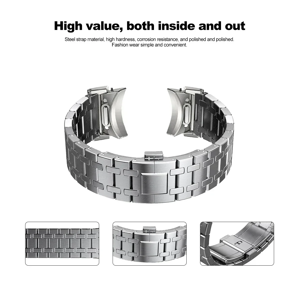 حزام فاخر سريع التركيب لساعة سامسونج جالاكسي 7/6/5 40 مللي متر 44 مللي متر سوار من الفولاذ المقاوم للصدأ لـ GALAXY 6Classic 43 47 مللي متر بدون فجوة