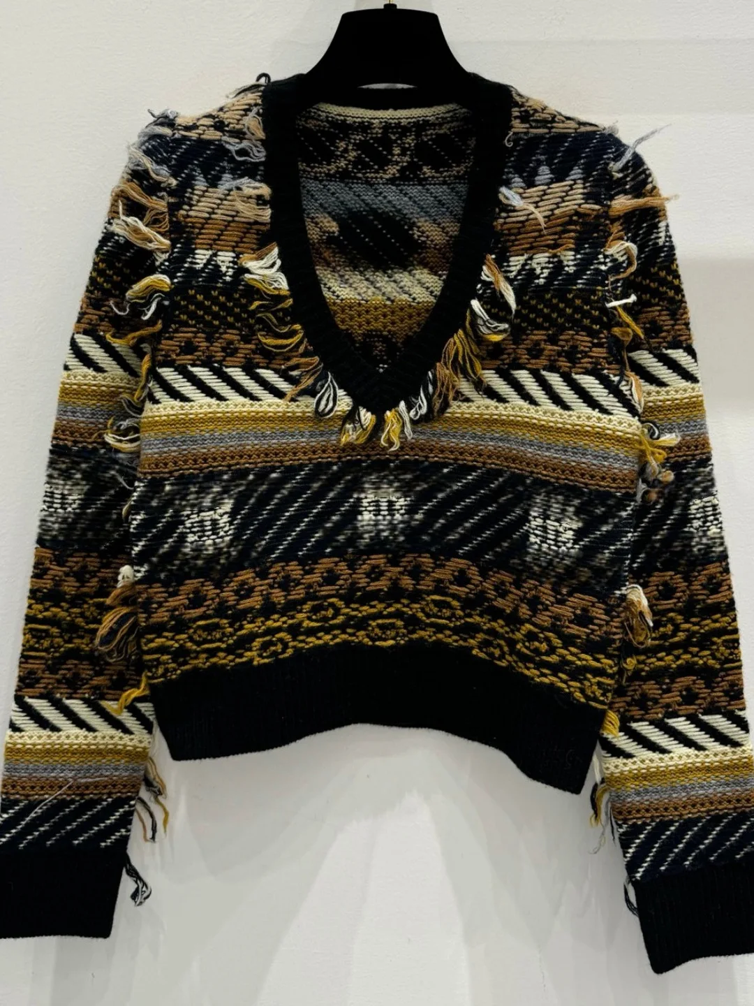 

Spring New Arrival V-Ne Knitted Wool Sweater Patchwork Flower Design Women's Cozy Loose Fit Base Layer Top Y85