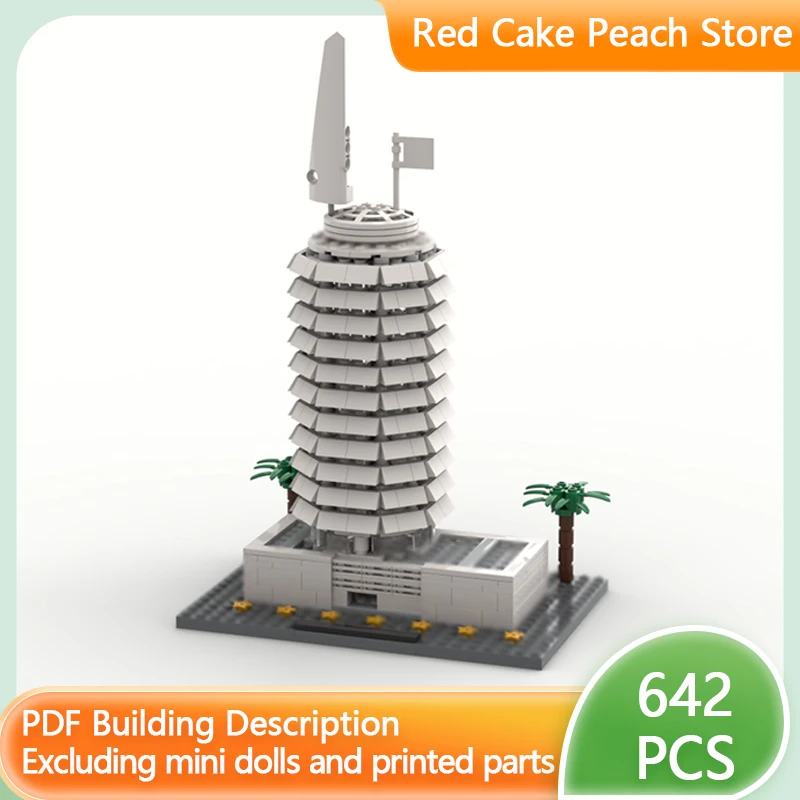Stadtansicht-Modell MOC Bausteine Capitol Records Tower Modulare Technologie Kinder-Urlaubsgeschenke Zusammenbaubares Spielzeug-Set