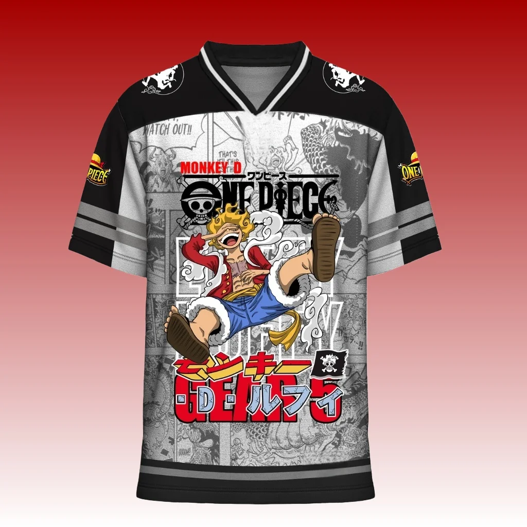 Camiseta Casual con Estampado 3D de Anime, Cuello en V, de la Serie One Piece Luffy Gear 5, Nueva Colección 2026 de Bandai, Anime Japonés 2025